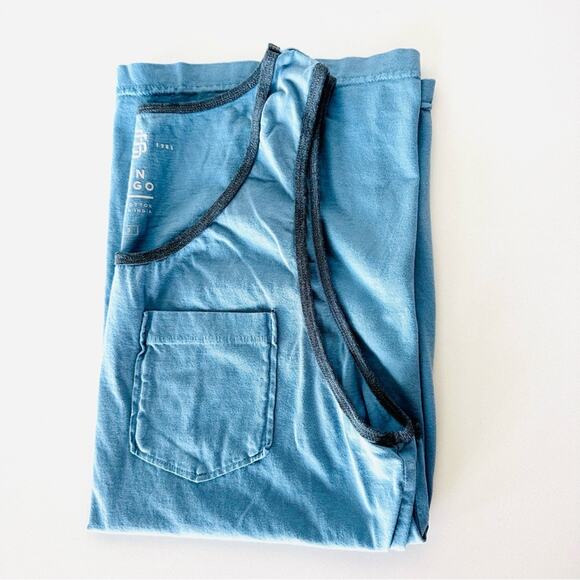 MENS SUN DIEGO Navy Blue Pink Aqua Grey Two Tone Sleeveless Tank Top Pocket S - Picture 5 of 16